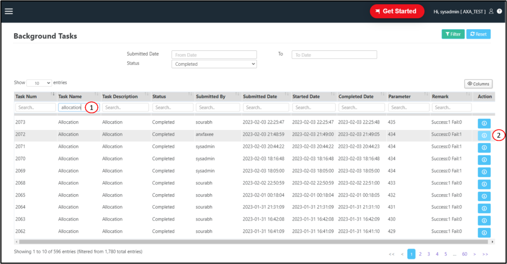 Allocation tasks
