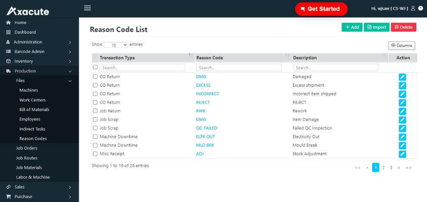 Axacute production features quality control