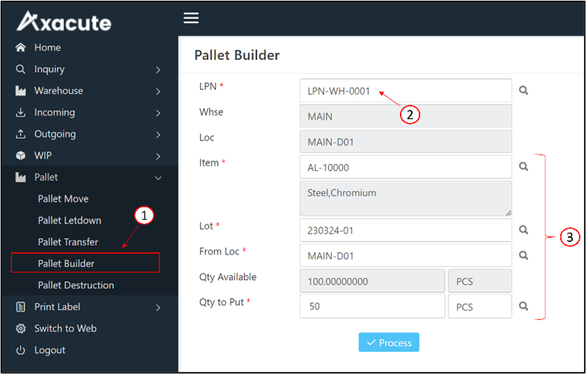 Building a Pallet from Loose Items using Pallet Builder
