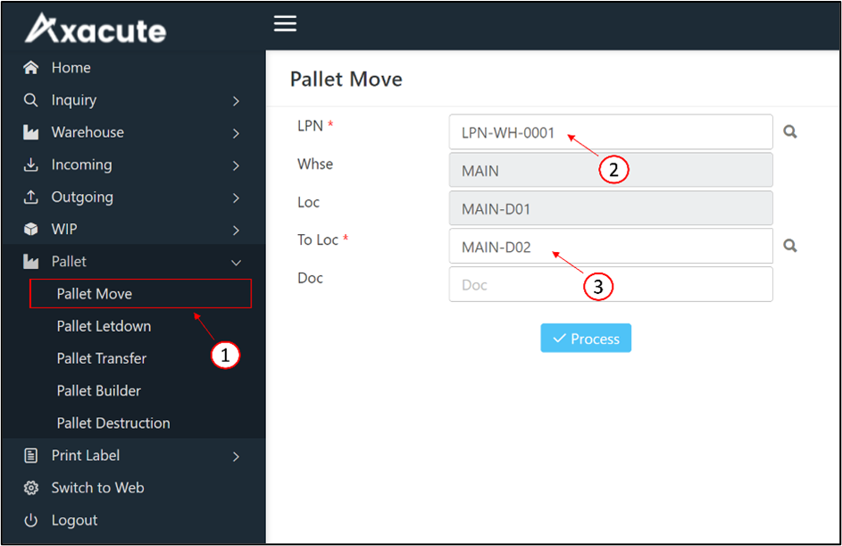 Move an Entire Pallet by using Pallet Move